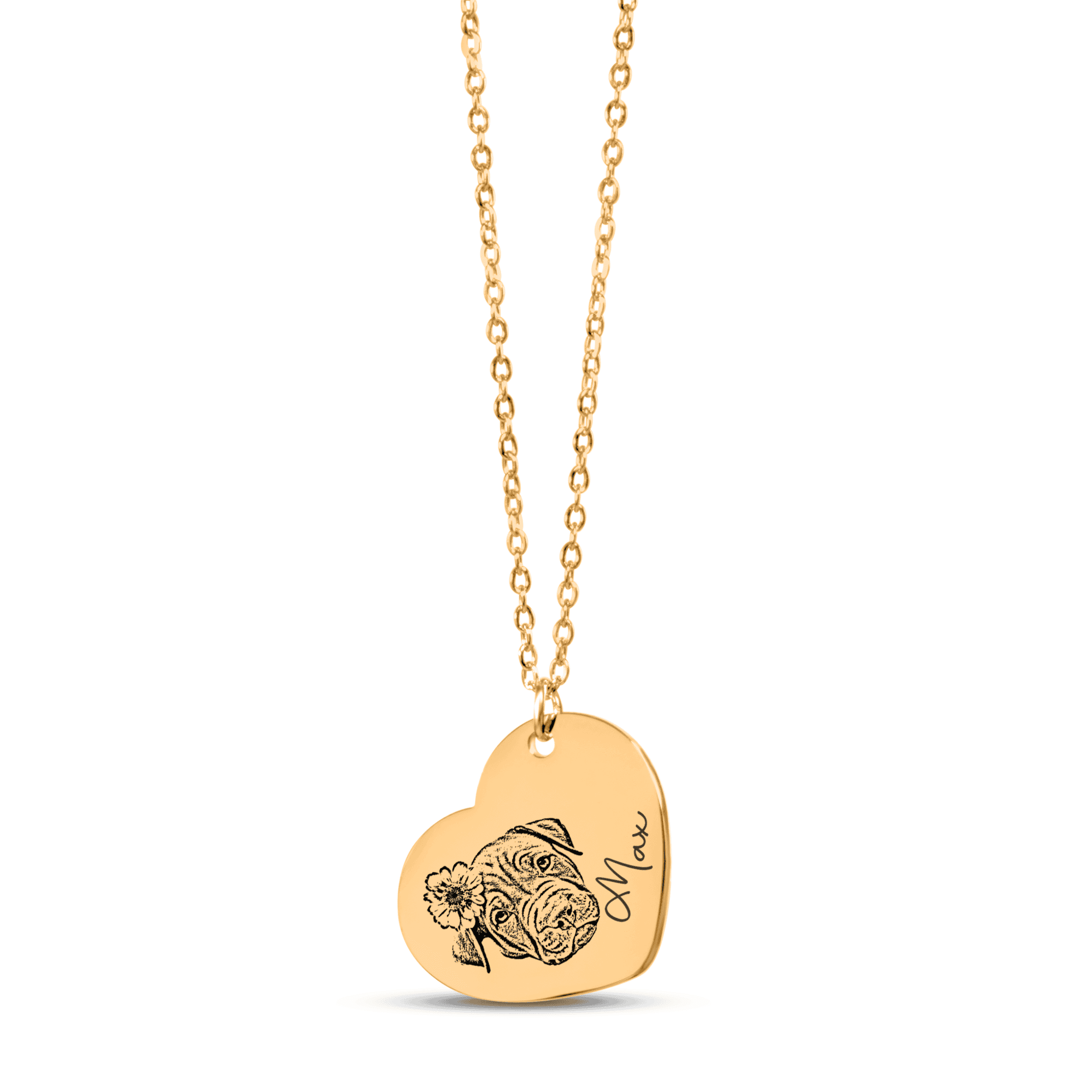 Pet Portrait Heart Necklace — personalized pet keepsake, detail view 5