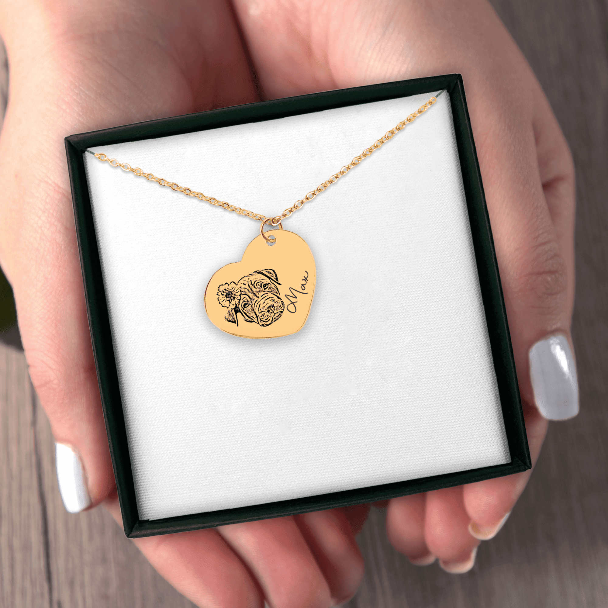 Pet Portrait Heart Necklace — personalized pet keepsake, detail view 8