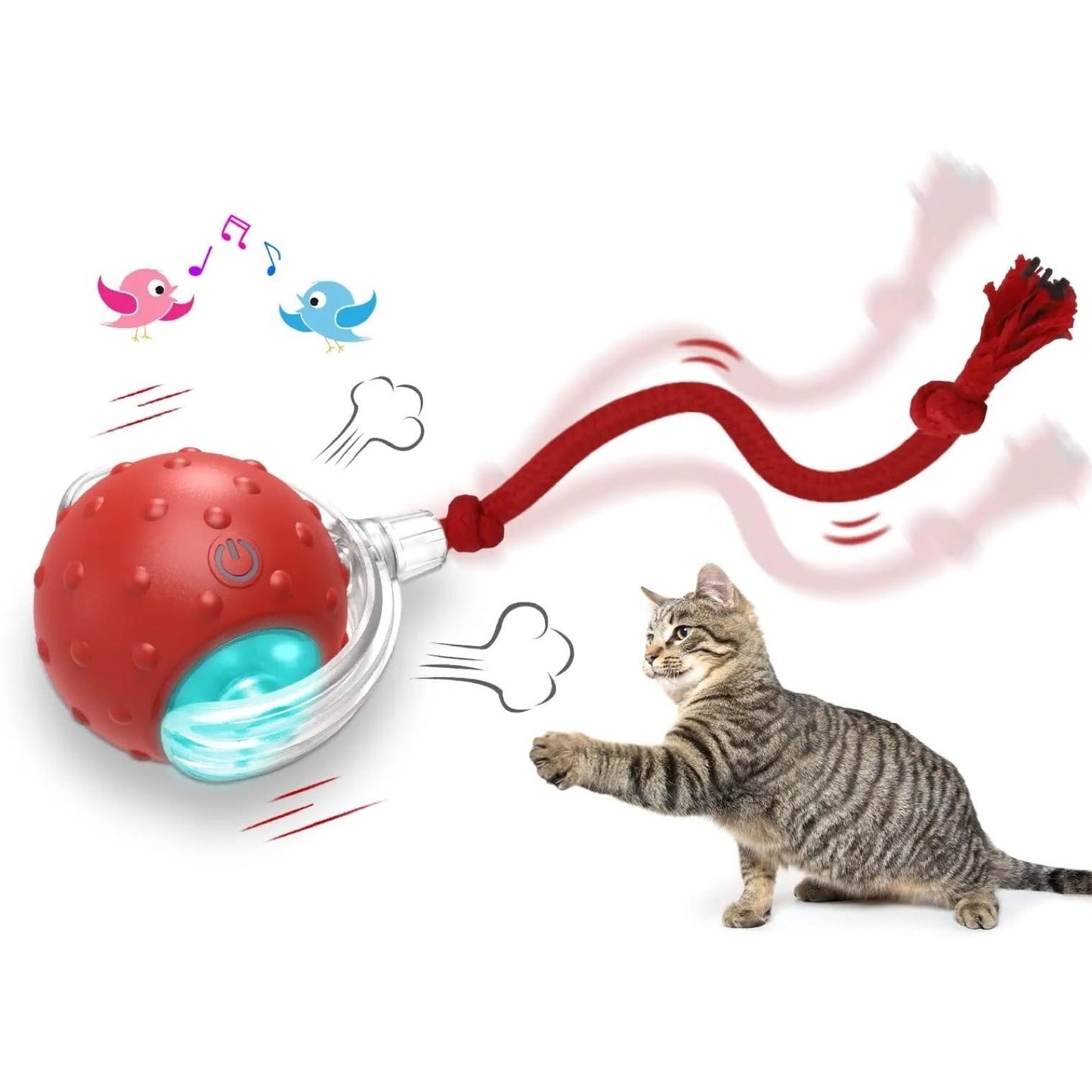 interactive red ball toy for cats and dogs with auto motion close-up