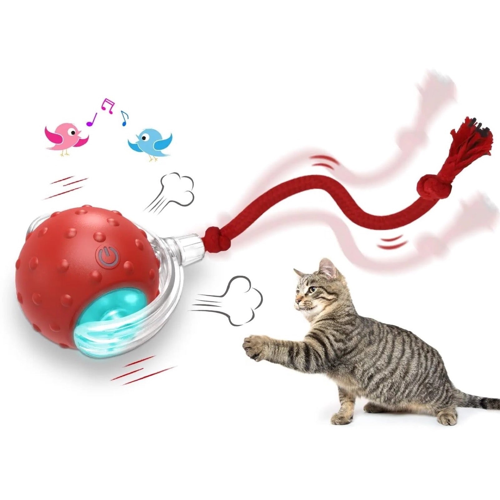 interactive red ball toy for cats and dogs with auto motion close-up