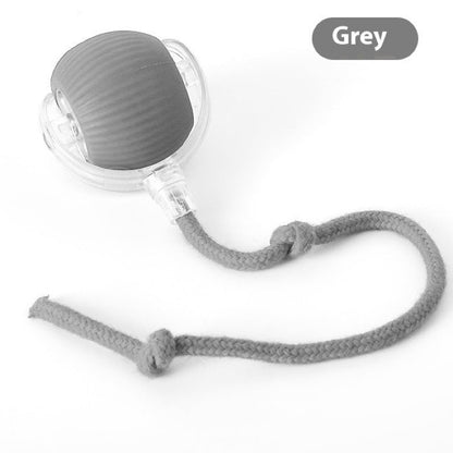 interactive ball toy grey color variant with rope tail