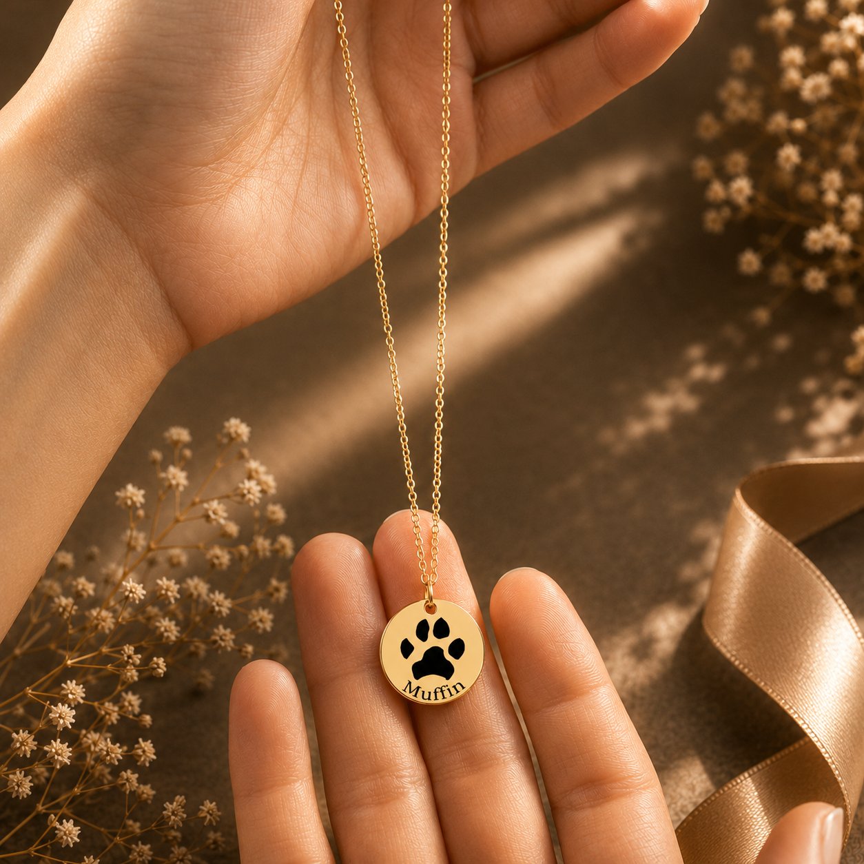 Paw Print Necklace personalized pet jewelry by Paws-4-Joy