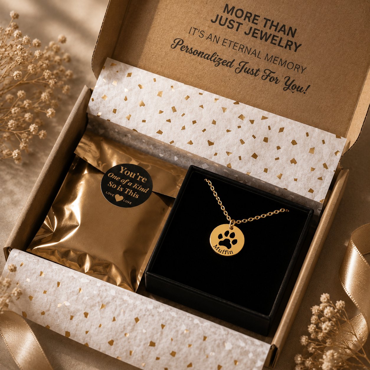 Paw Print Necklace personalized pet keepsake detail view 2
