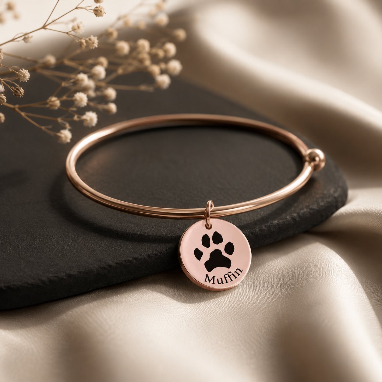 Pawprint Bangle personalized pet keepsake detail view 9