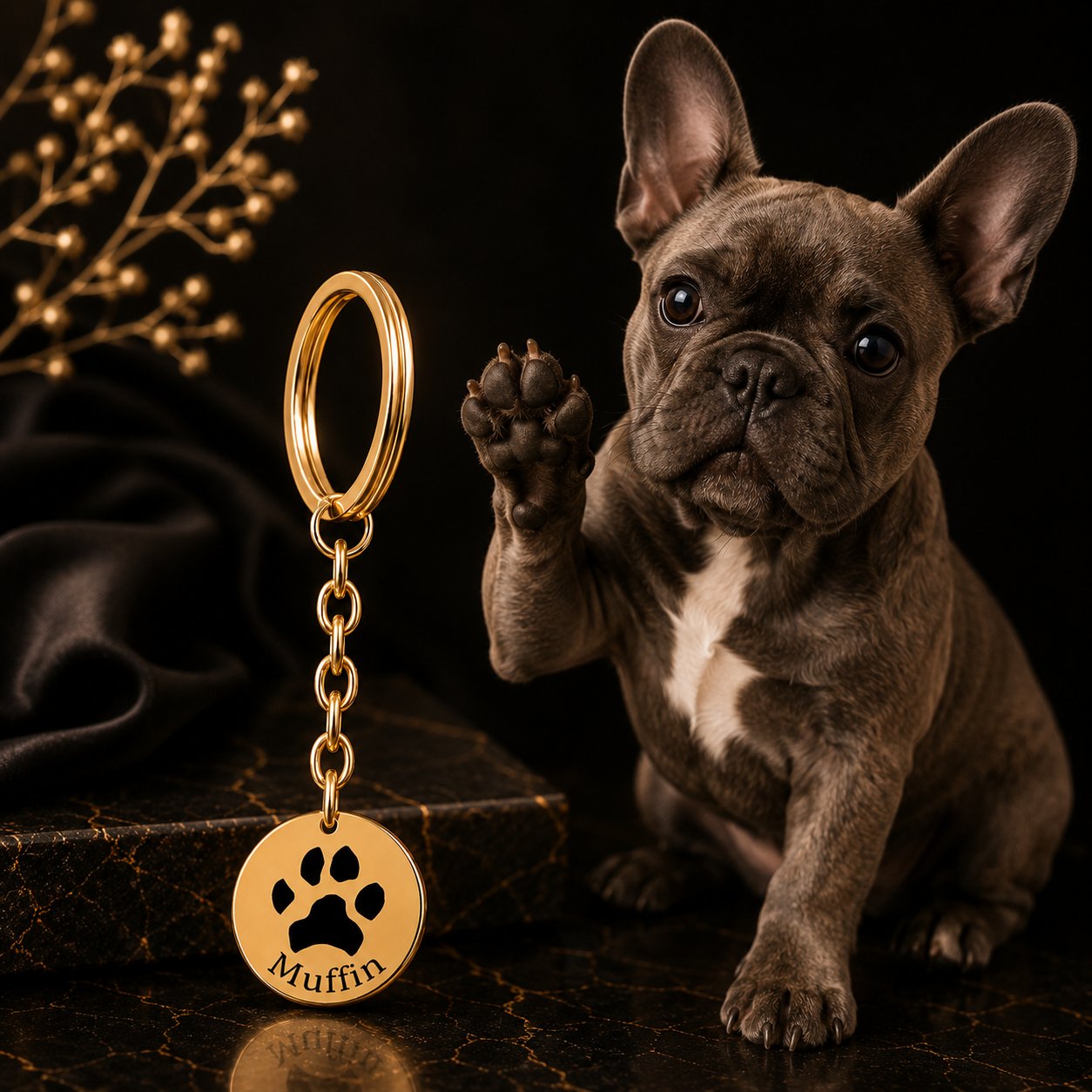 Pawprint Keychain custom pet accessory detail view 8