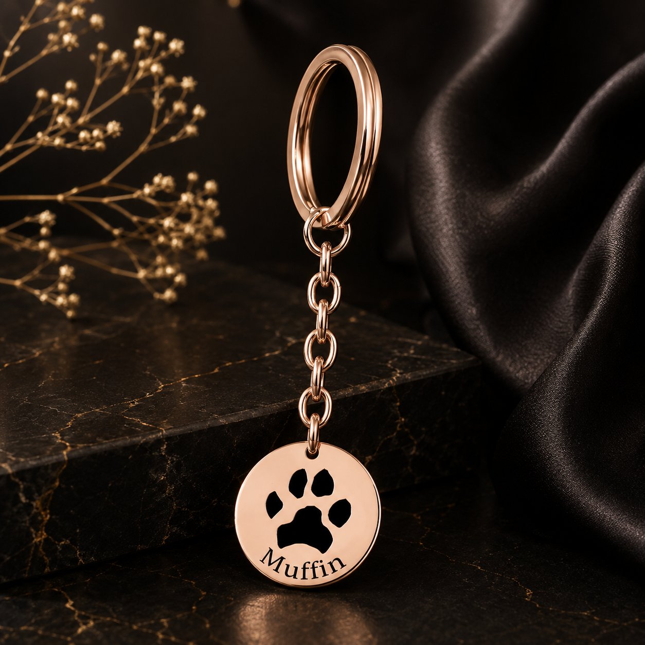 Pawprint Keychain custom pet accessory detail view 10