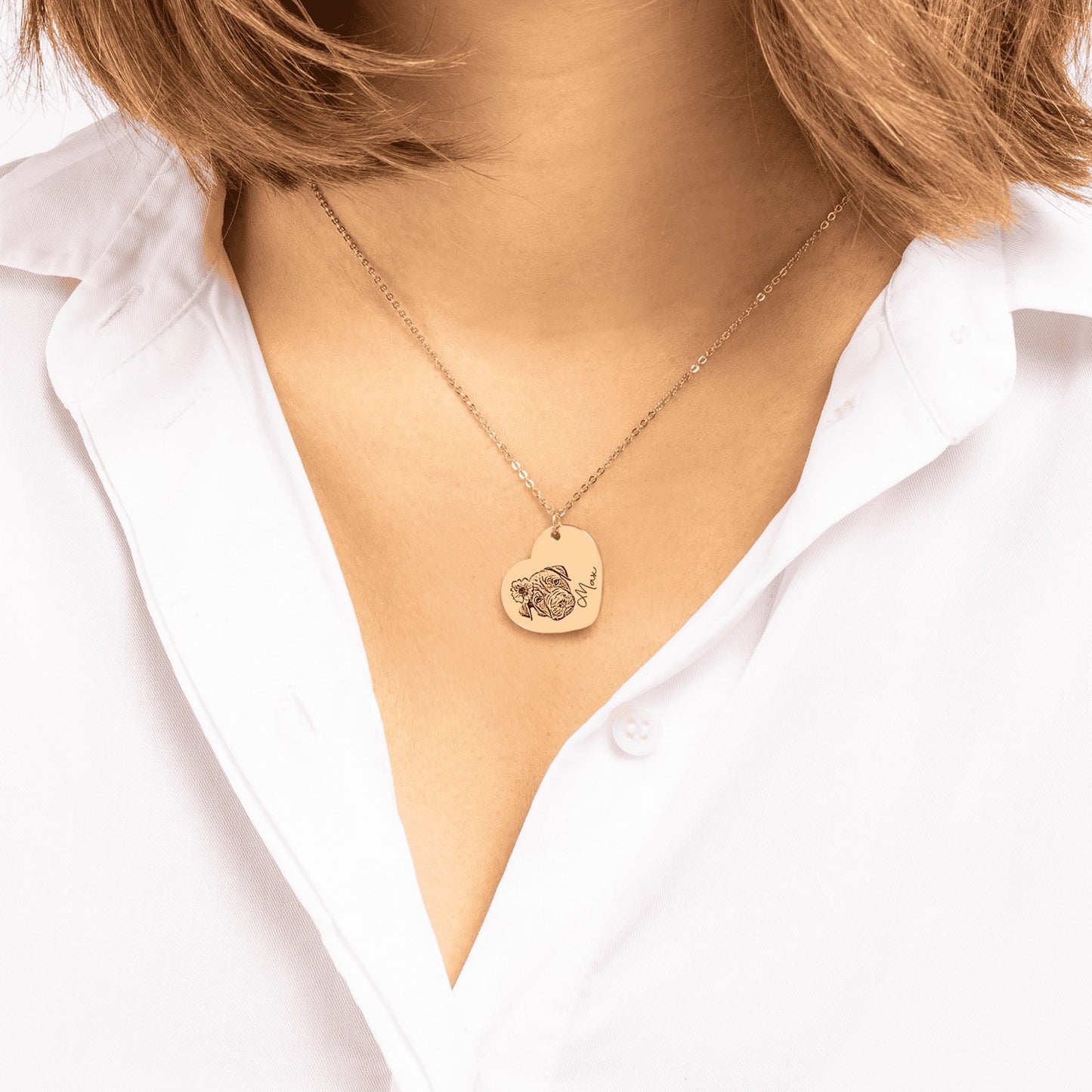 Personalized pet necklace worn with heart pendant | Paws-4-Joy