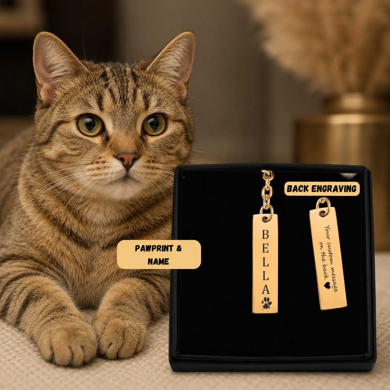 Pet Name Keychain custom pet accessory detail view 13