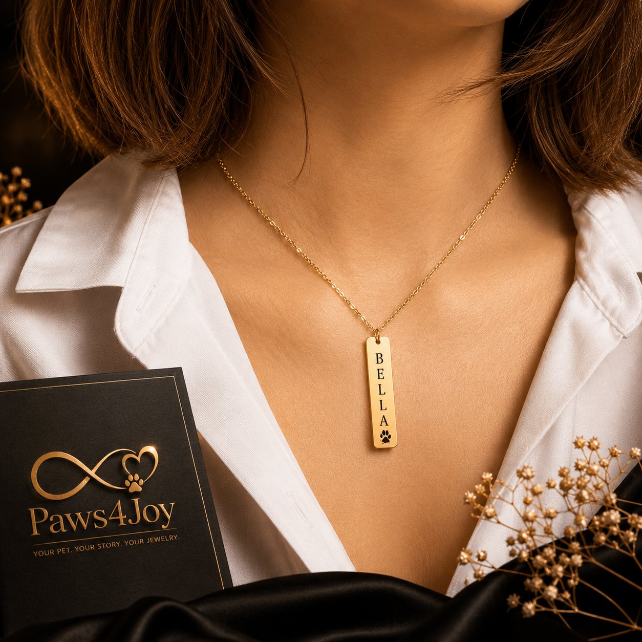 Pet Name & Paw Necklace personalized pet jewelry by Paws-4-Joy