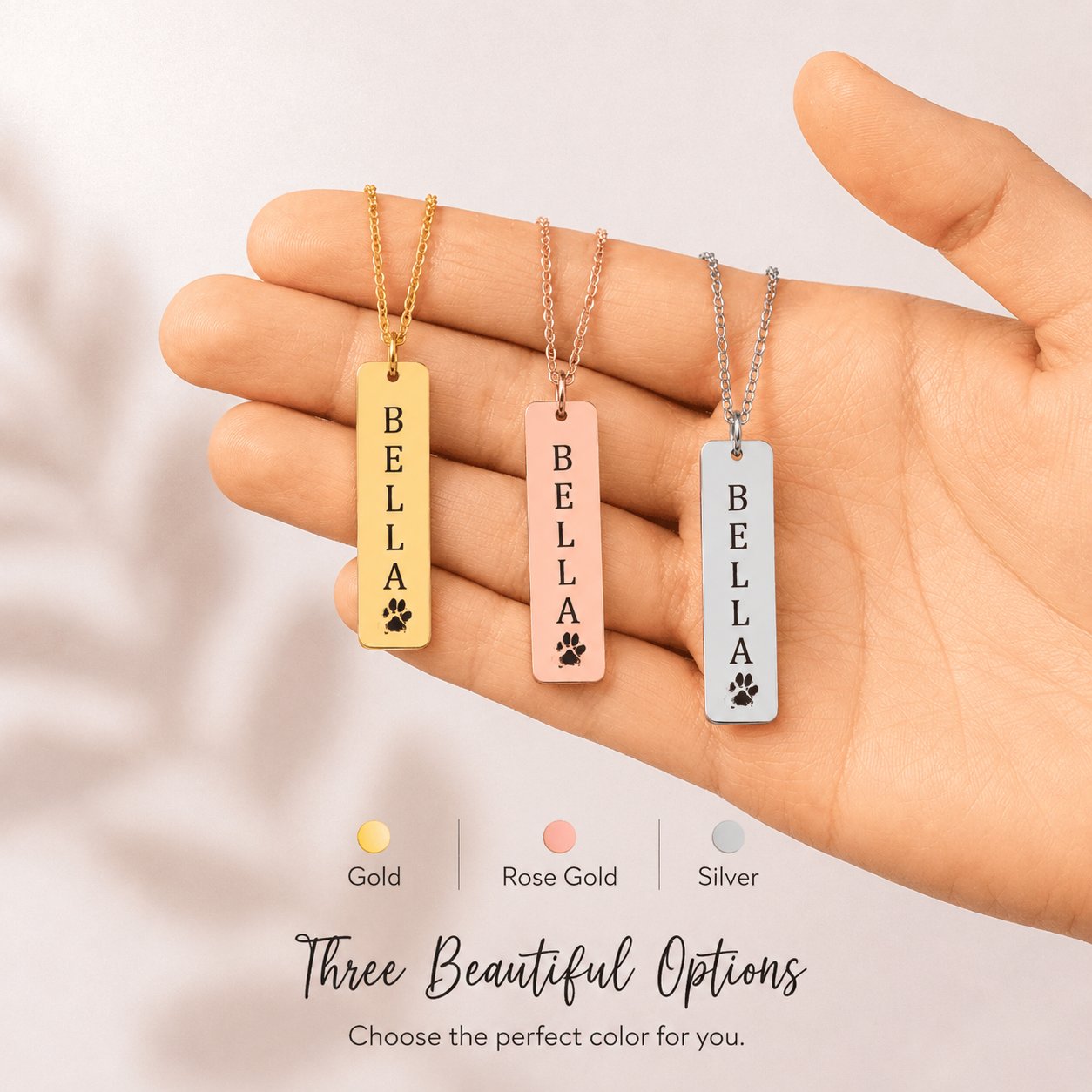 Pet Name & Paw Necklace personalized pet keepsake detail view 6