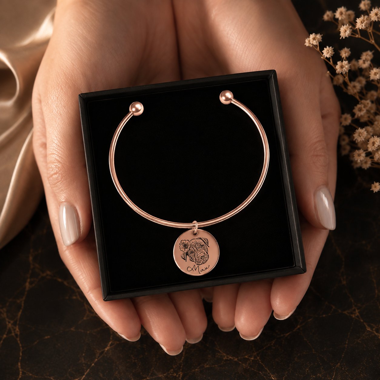 Pet Portrait Bangle personalized pet jewelry by Paws-4-Joy