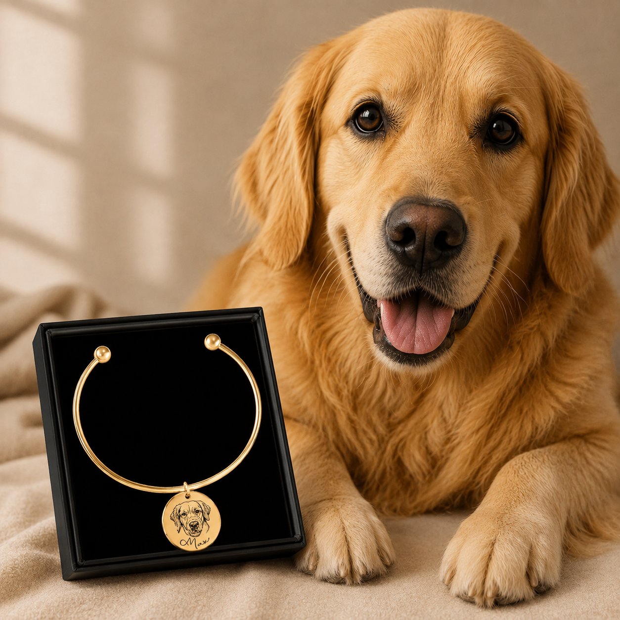 Pet Portrait Bangle personalized pet keepsake detail view 3