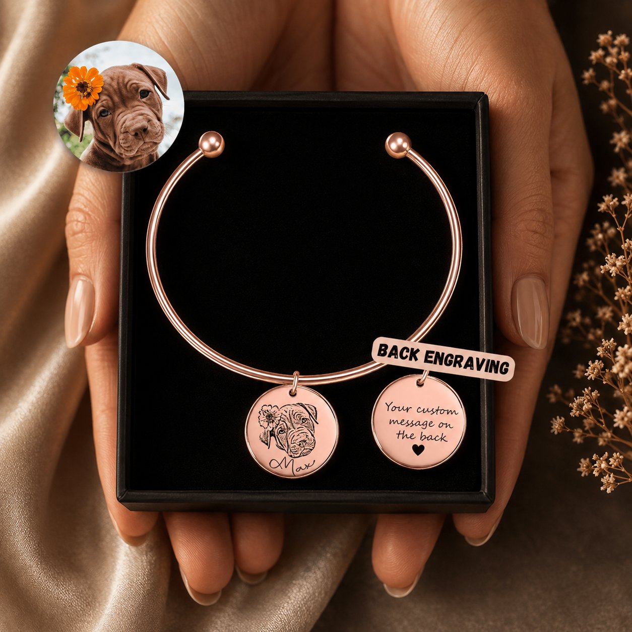 Pet Portrait Bangle personalized pet keepsake detail view 8