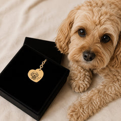 Pet Portrait Heart Keychain custom pet accessory detail view 10