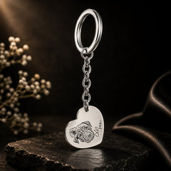 Pet Portrait Heart Keychain custom pet accessory detail view 15