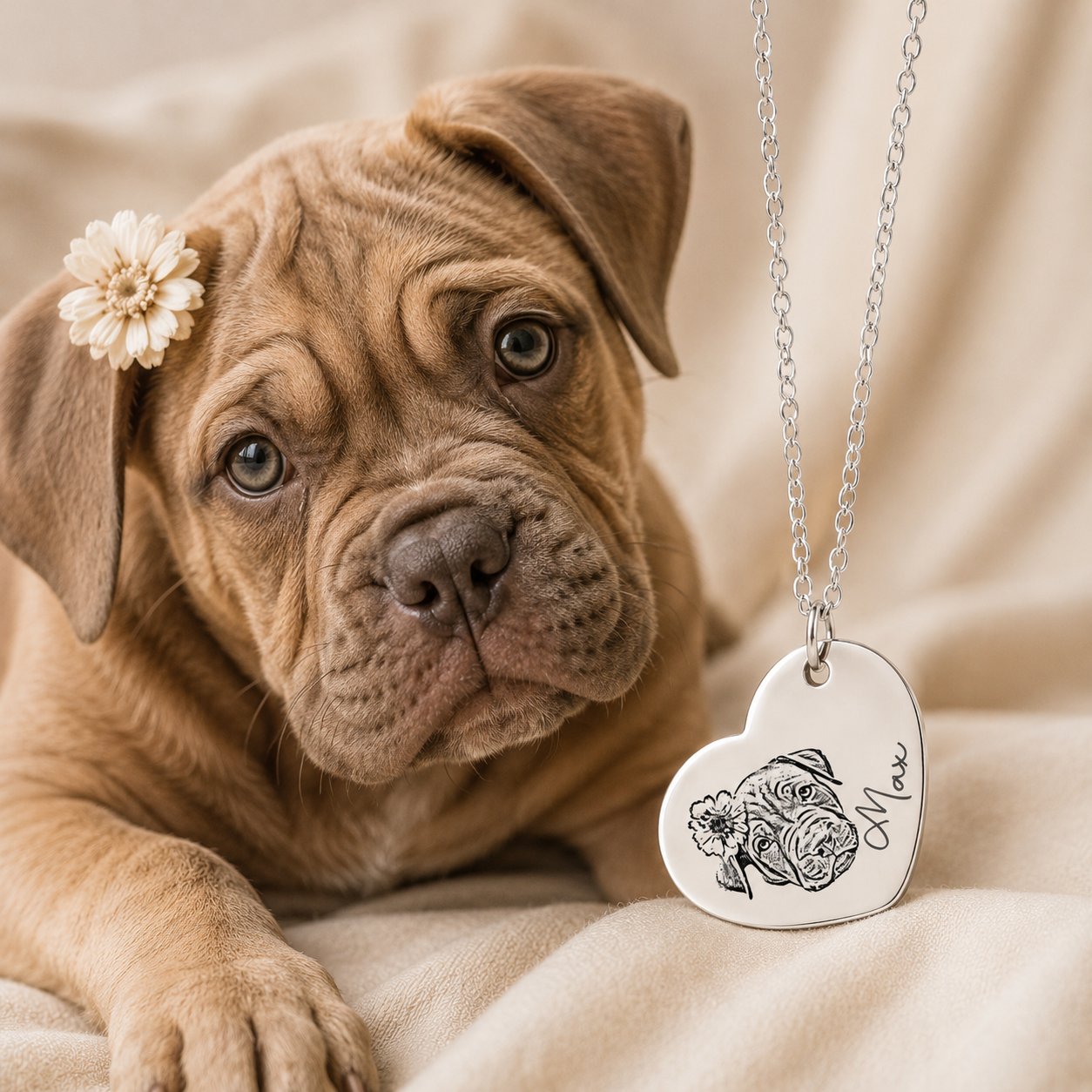 Pet Portrait Heart Necklace personalized pet jewelry by Paws-4-Joy