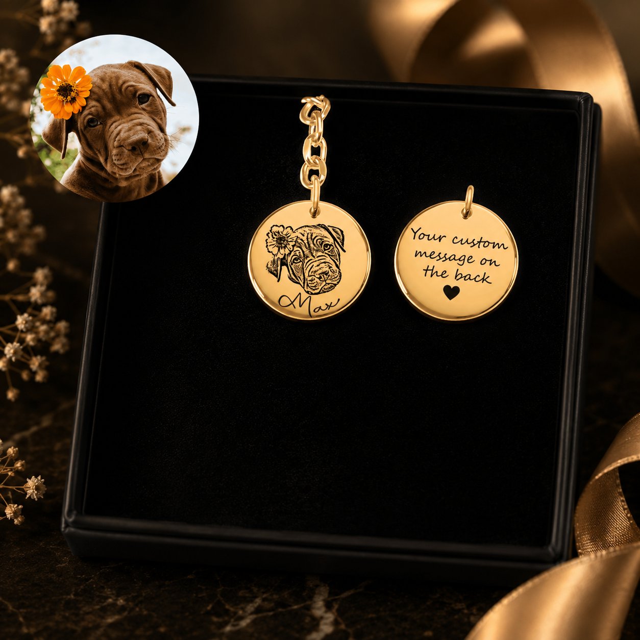 Pet Portrait Keychain custom pet accessory detail view 5