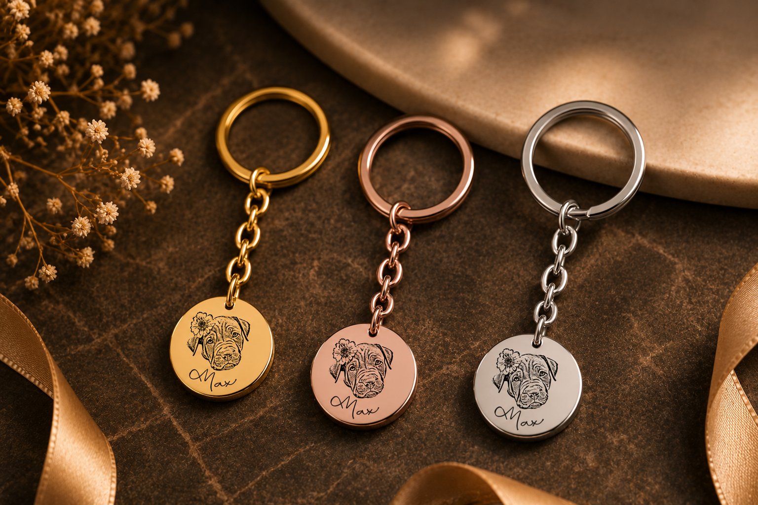 Pet Portrait Keychain custom pet accessory detail view 7