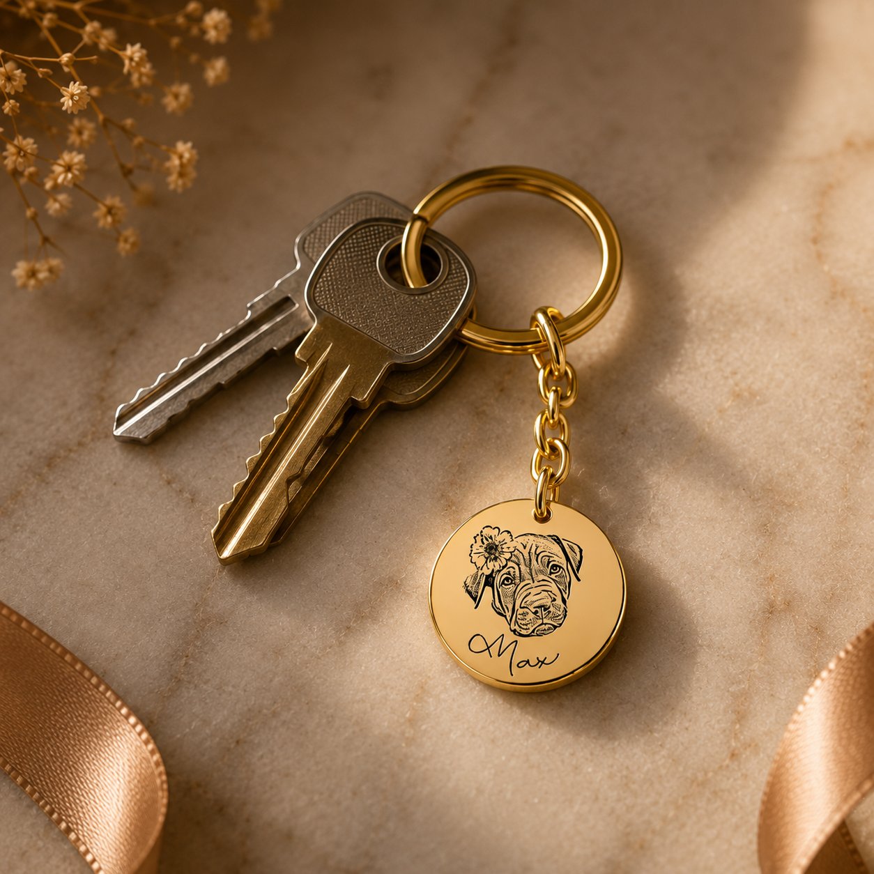 Pet Portrait Keychain custom pet accessory detail view 8