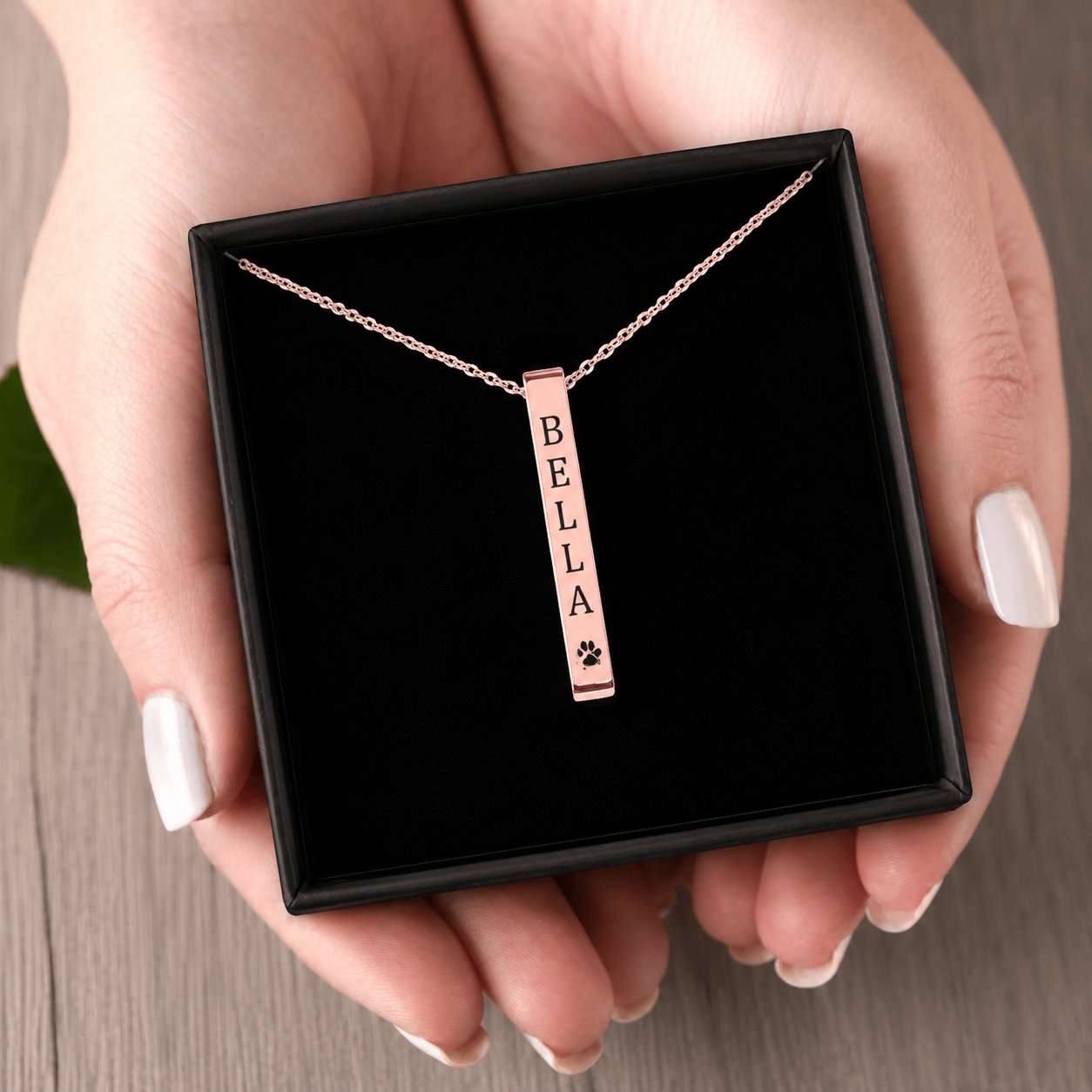 Pet's Name & Paw Print Necklace personalized pet keepsake detail view 4