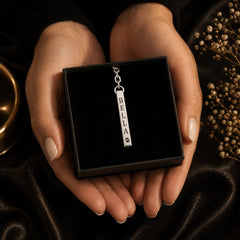 Pet's Name & Paw Print Vertical Bar Keychain custom pet accessory detail view 4