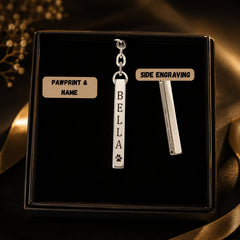 Pet's Name & Paw Print Vertical Bar Keychain custom pet accessory detail view 9