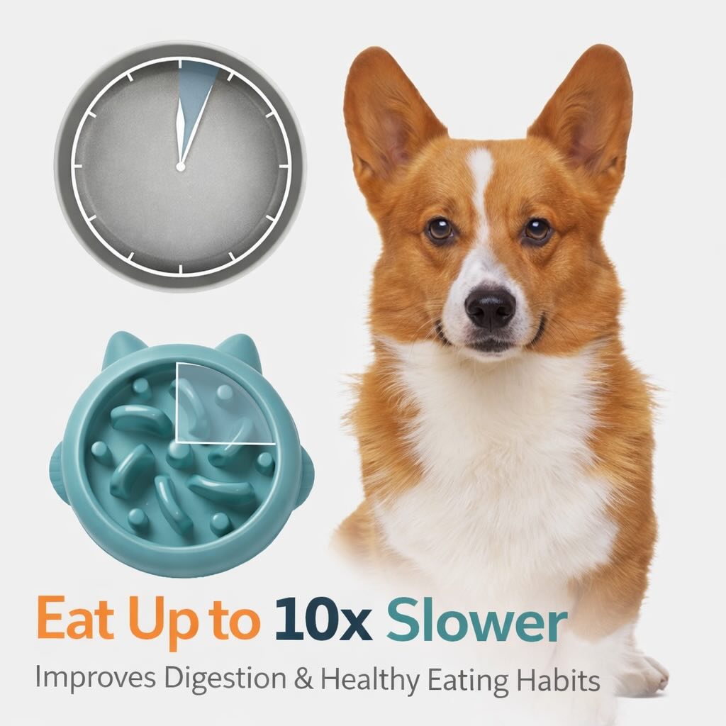 Dog Slow Feeder Bowl for Fast Eaters & Calm Mealtimes