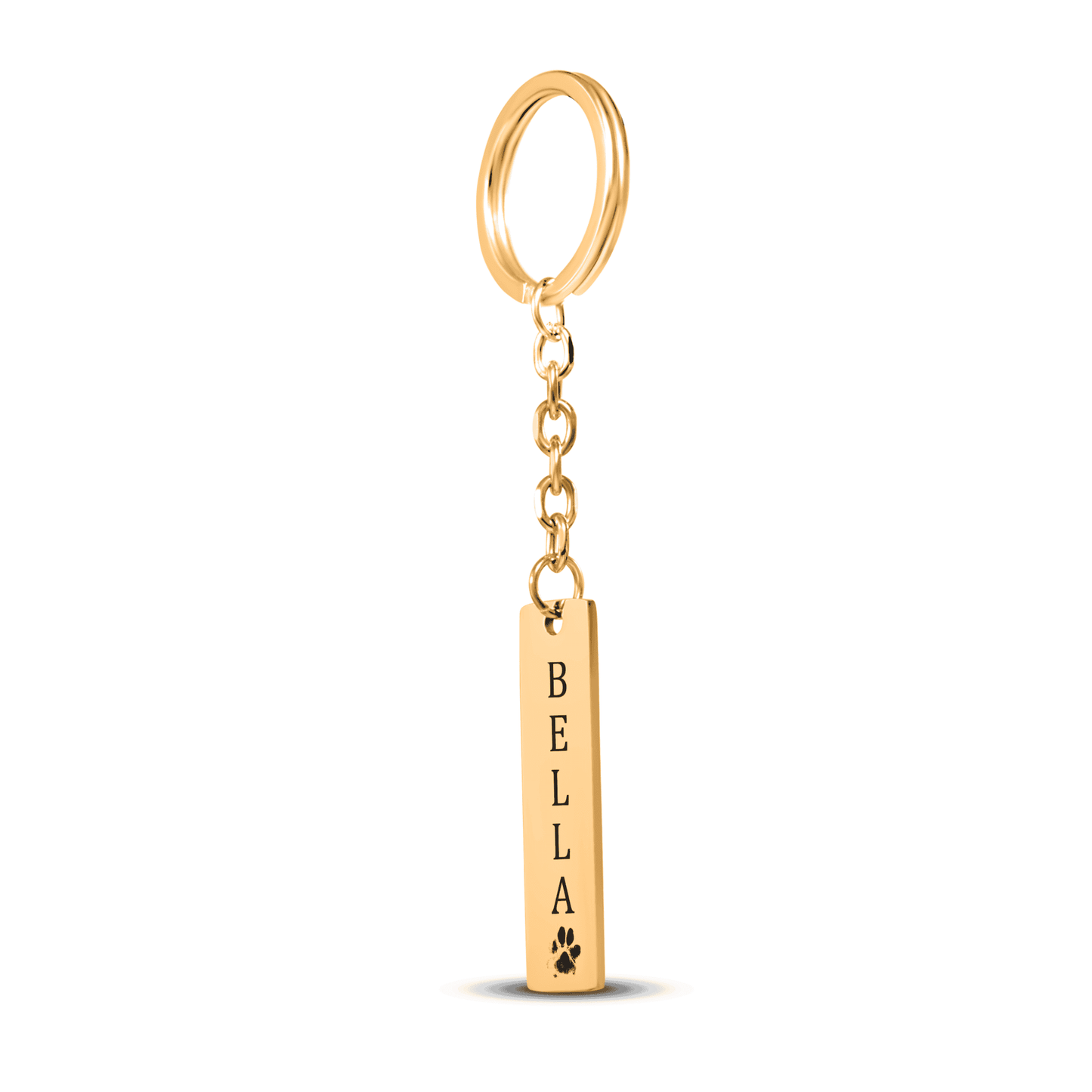 Personalized Pet Name & Paw Print Bar Keychain