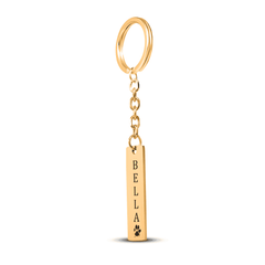 Pet's Name & Paw Print Vertical Bar Keychain — personalized pet keepsake, detail view 4