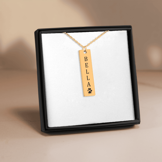 Personalized Pet Name & Paw Print Necklace
