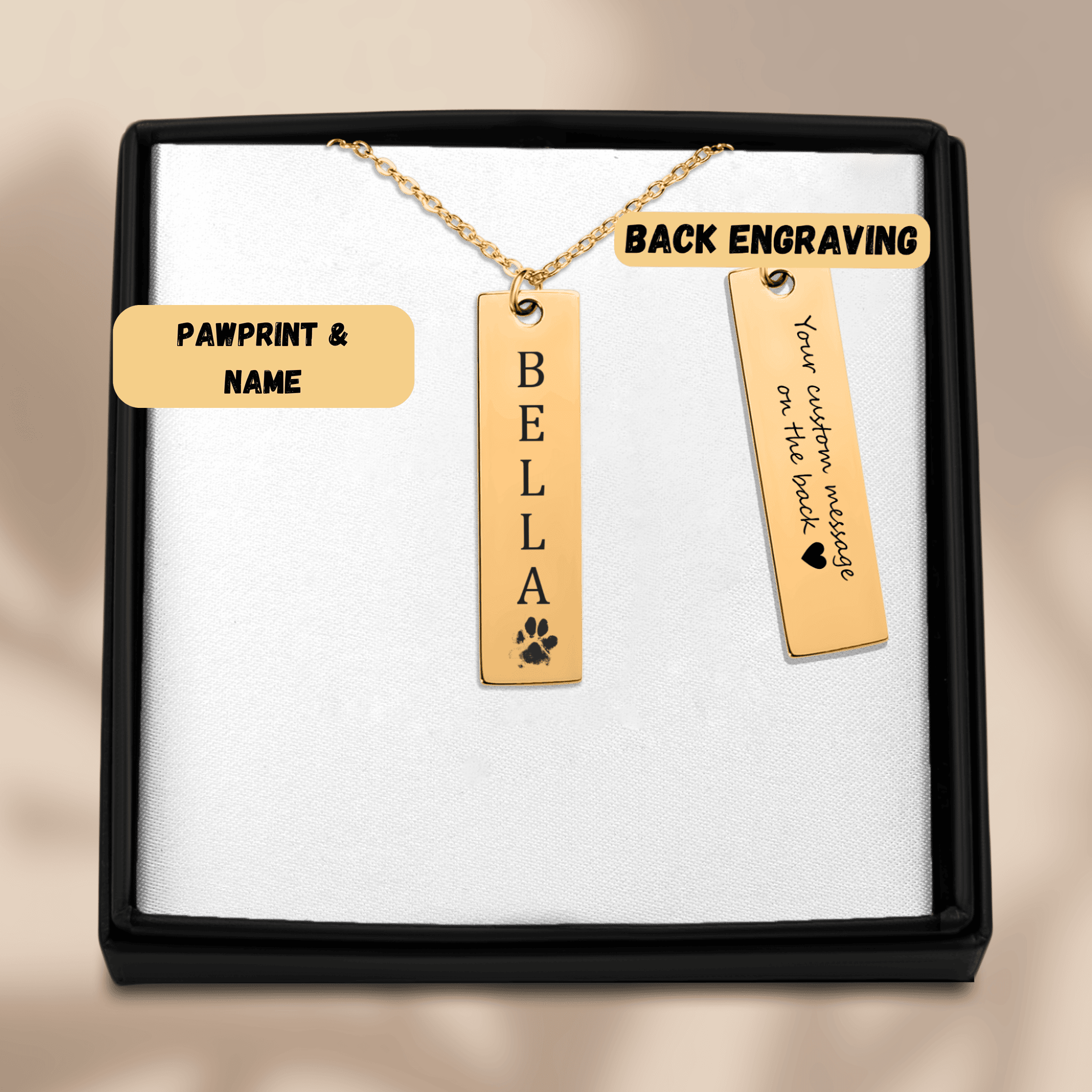 Pet's Name & Paw Print Necklace — personalized pet keepsake, detail view 2