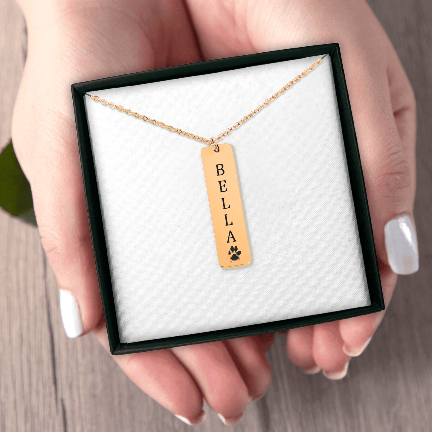 Personalized Pet Name & Paw Print Necklace