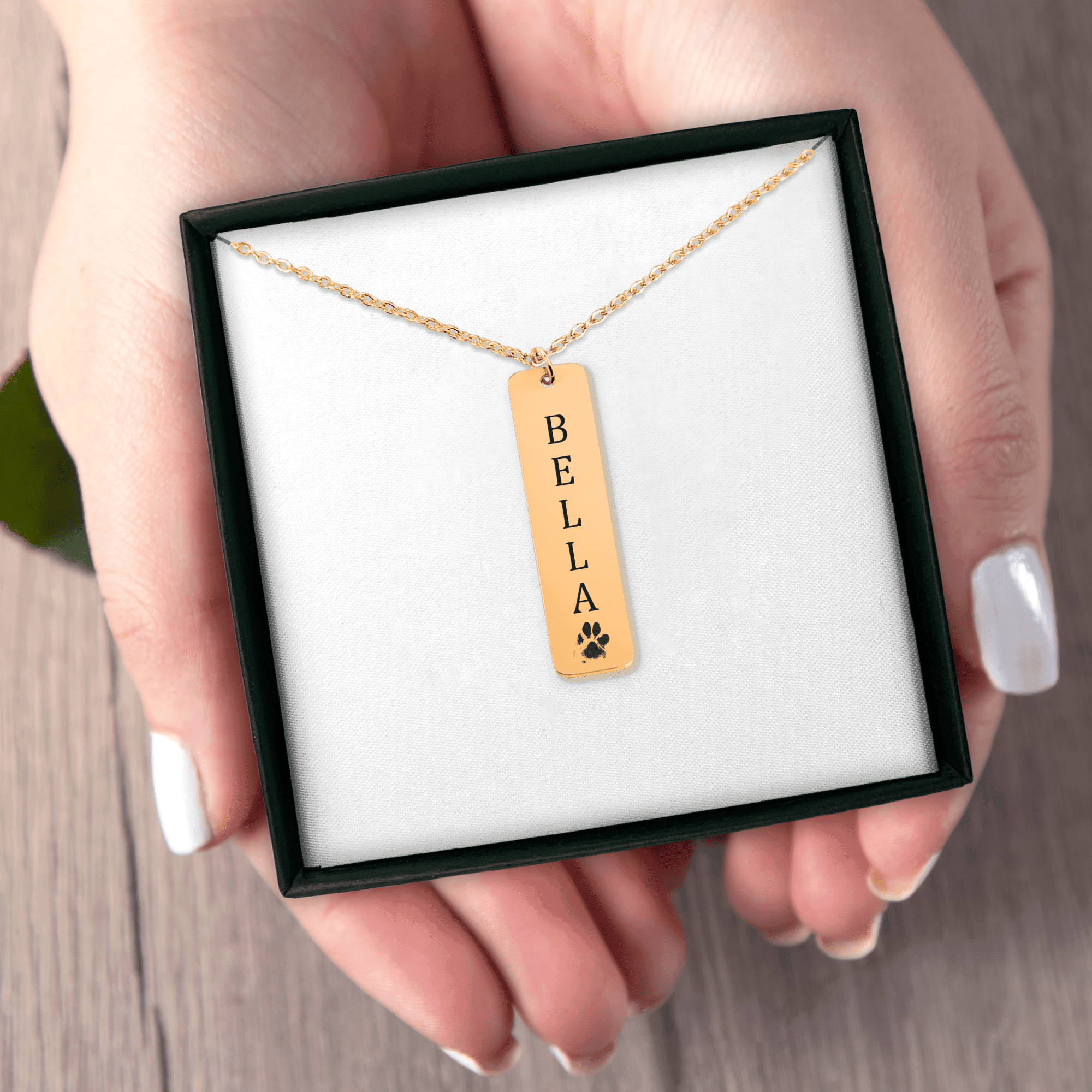 Pet's Name & Paw Print Necklace — personalized pet keepsake, detail view 8